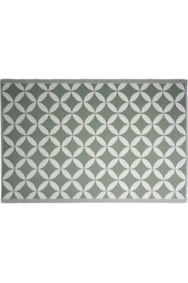 Outdoor Circles Camping Living Rug 90cm X 180cm - Green & White Circles