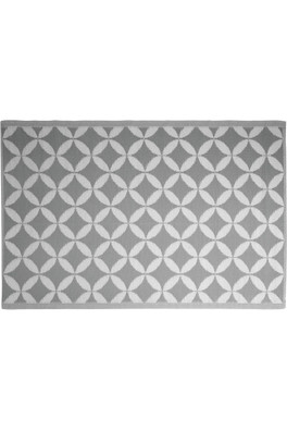 Outdoor Circles Camping Living Rug 90cm X 180cm - Grey & White Circles