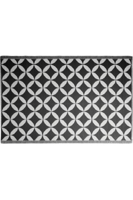 Outdoor Circles Camping Living Rug 90cm X 180cm - Black & White Circles