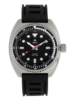 Dreyer Mens Diver Strap Watch - Silver/Black