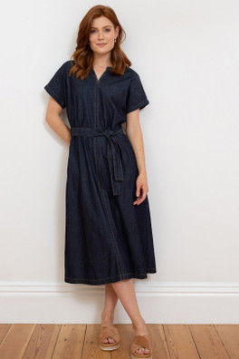 Lillington Womens 100% Cotton Denim Dress - Navy
