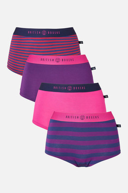 Womens Four-pack Bamboo Hipster Boxer Briefs - Cherry Pie