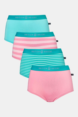 Womens Four-pack Bamboo Hipster Boxer Briefs - Ice Cream Parlour