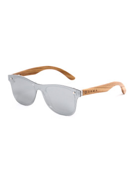 Croyde Polarised Wood Wayfarer Unisex Sunglasses - Silver
