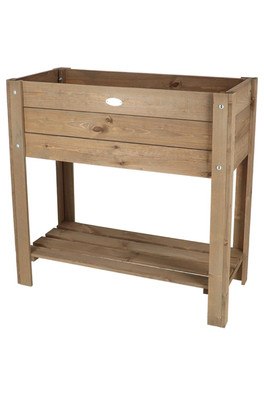 Raised Dark Wooden Planter Bed Garden Veg Plants - Dark Brown