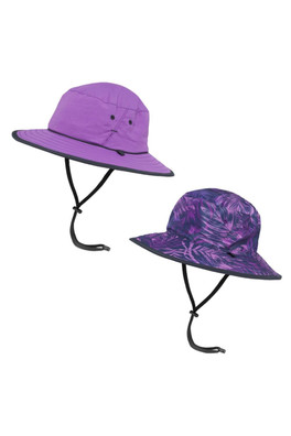 Daydream Women's Reversible UPF 50+ Bucket Hat - Dark Violet/Purple Palm