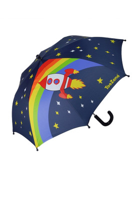 Rocket Print Kids Lightweight Rainy Day Umbrella - Navy