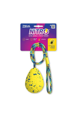 Zeus Nitro Weighted Slinger with Rope Dog Toy - Yellow