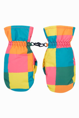 Kids 100% Recycled Polyester Snow and Ski Mittens - Rainbow Check