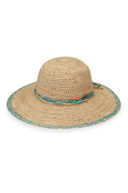 Camille Womens Raffia Sun Hat - Turquoise