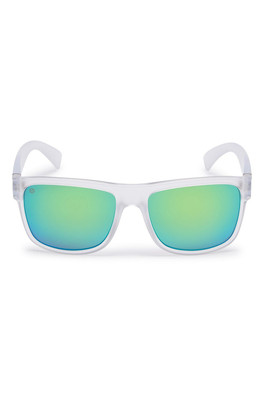 Nanjizal Unisex Sunglasses - Clear Frame/Green Mirror Lens