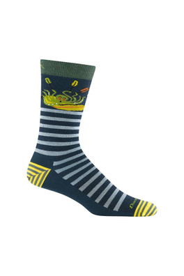 Mens Animal Patterned Crew Seamless Merino Socks - Dark Teal