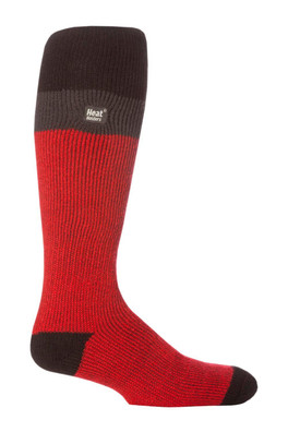 Mens Knee High Thermal Ski Socks - Red/Black