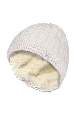 Womens Thermal Fleece Lined Winter Hat - Cream