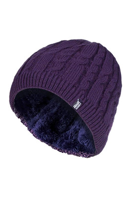 Womens Thermal Fleece Lined Winter Hat - Purple