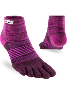 Mid Weight Womens Trail Run Toe Socks - Violet Purple