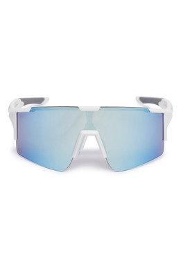 Apex Unisex Performance Sunglasses - White frame/Blue Mirror Lens