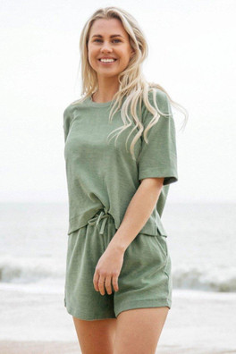 Towelling Women's T-Shirt - Sage