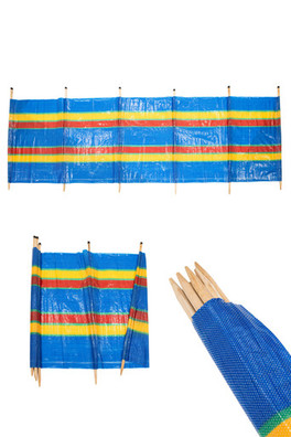6 Pole Beach Windbreak (145 x 350cm) - Blue