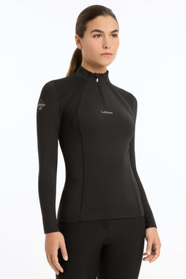 Mia Mesh Womens Long Sleeve Base Layer Top - Black