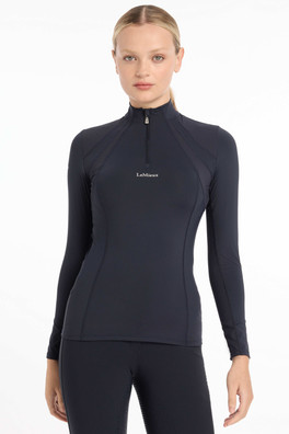 Mia Mesh Womens Long Sleeve Base Layer Top - Navy