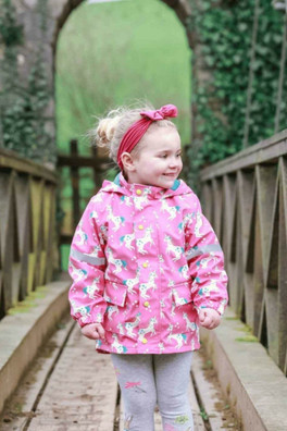 Flying Unicorn Kids Colour Changing Raincoat - Pink/White/Yellow