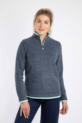 Beye Womens 1/4 Zip Grid Fleece - Rich Navy