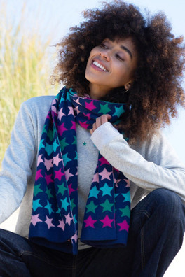 Stonebarrow Womens 100% Organic Cotton Knit Scarf - Navy