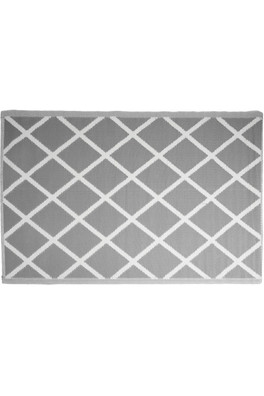 Outdoor Diamonds Camping Living Rug 90cm X 180cm - Grey & White Diamonds