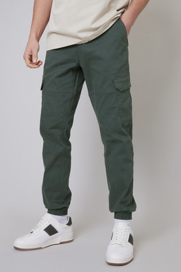 Cotton Jogger Mens Cargo Trousers With Stretch - Dark Grey