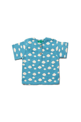 Cloud Baby Kids 100% Organic Cotton Henley Top - Blue