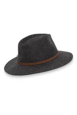 Quinn Unisex 100% Wool Felt Fedora Hat - Heathered Dark Gray