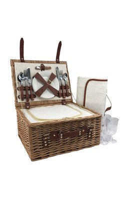 Wicker 4 Person Classic Picnic Basket - Neutral
