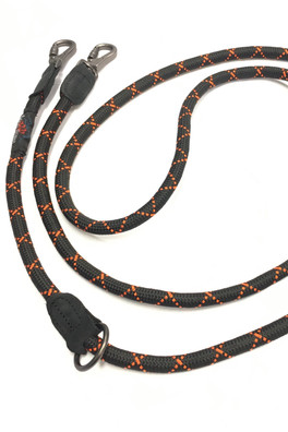Locking 2m Rope Training Lead - Black With Orange Stripes