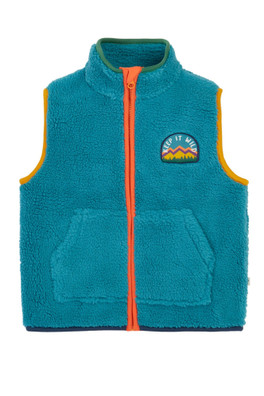 Kids 100% Recycled Polyester Bude Borg Gilet - Boat Blue/Mushroom