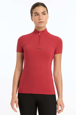 Mia Mesh Womens Short Sleeve Base Layer Top - Chilli Red