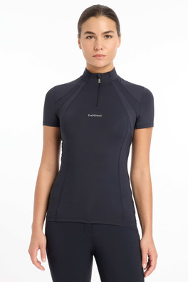 Mia Mesh Womens Short Sleeve Base Layer Top - Navy