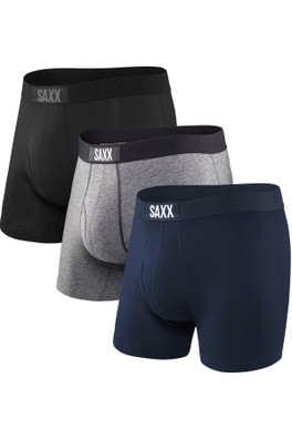 Ultra Mens Classic Boxers 3-Pair Pack - Black/Grey/Navy