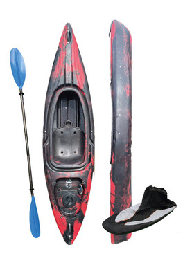 Deluxe Sit-in-Kayak with Paddle & Spraydeck - Black/Red