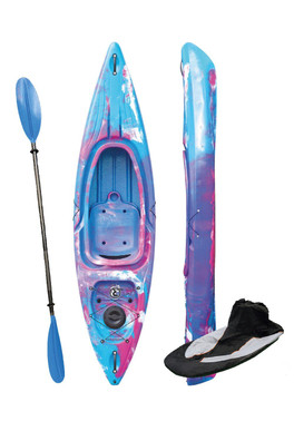 Deluxe Sit-in-Kayak with Paddle & Spraydeck - Blue/Purple/White