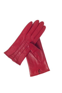 Womens 3 Point Leather Gloves - Red