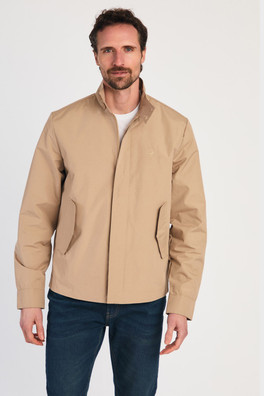 Harrington Style Mens Funnel Neck Jacket - Stone