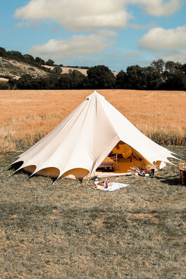 8m Bell Tent Plus Canvas Lite 200gsm Double Door - Sandstone