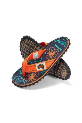 Islander Mens Flip Flops - Orange Hibiscus