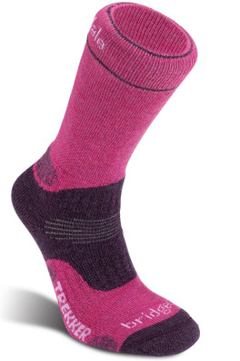 Midweight Womens Merino Performance Hiking Crew - Berry Red