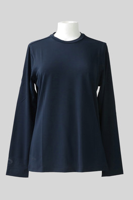 Womens Long Sleeve Tech Tee 92% Recycled Polyester - Navy
