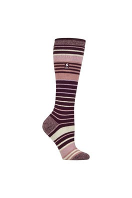 Ladies Ultra Lite Thin Thermal Winter Ski Socks - Cabernet / Rose