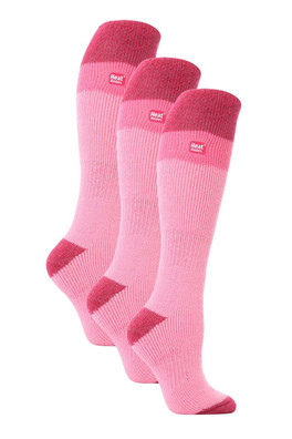 Womens Knee High Ski Socks 3-Pack - Light Pink / Raspberry