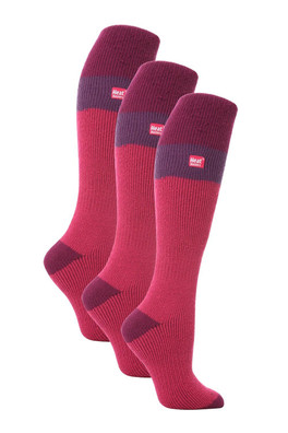 Womens Knee High Ski Socks 3-Pack - Raspberry / Fuchsia