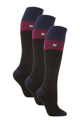 Womens Knee High Ski Socks 3-Pack - Black / Fuchsia